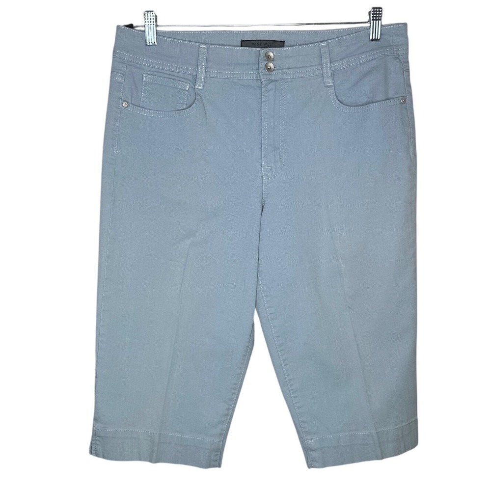 Nine West Denim Women's 14 Blue High Rise Stretch‎ Bermuda Shorts Vacation